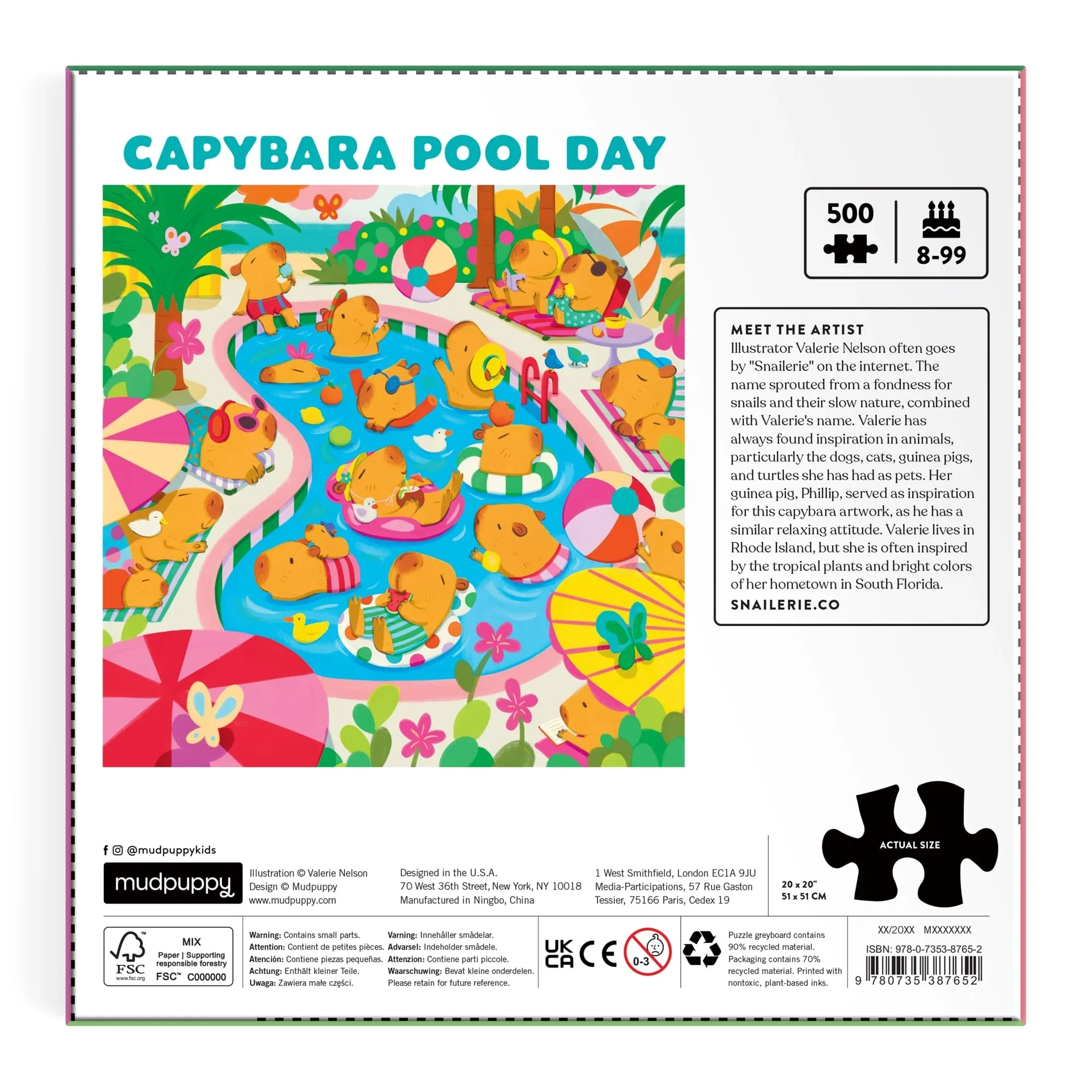 500pc Capybara Pool Day Family Puzzle - Image 4