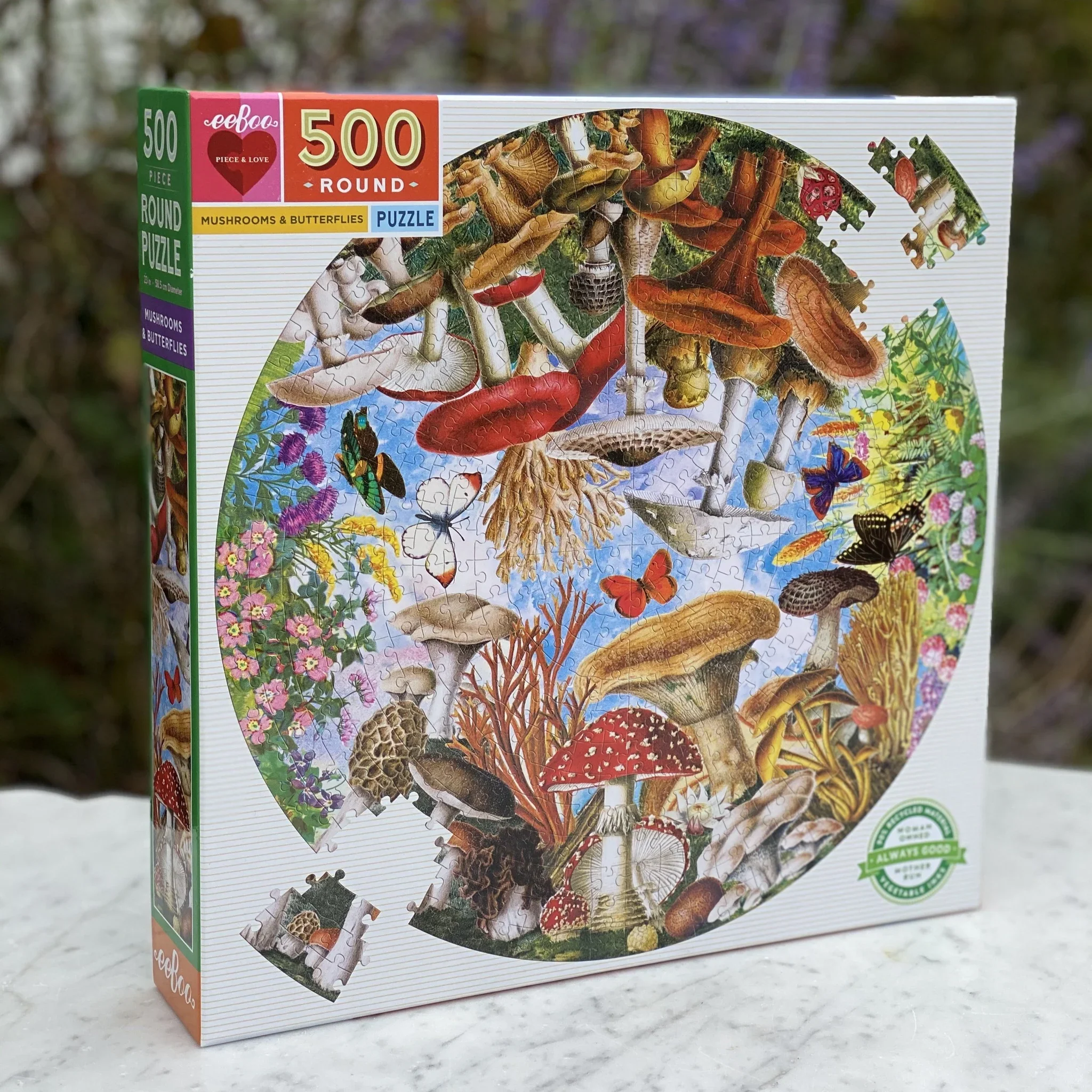 500pc Mushrooms & Butterflies Round Puzzle - Image 3