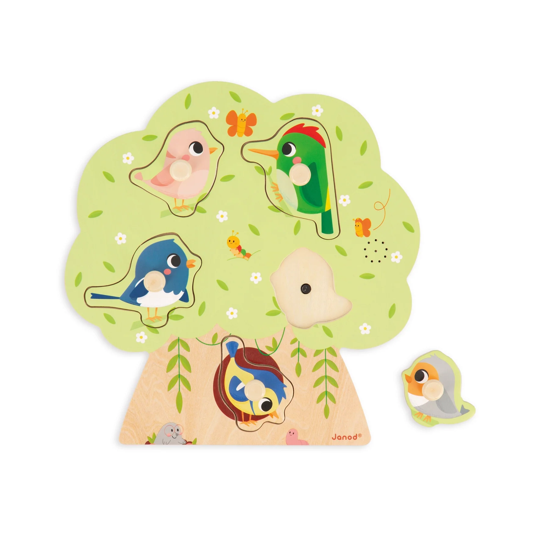 Bird Sounds Wooden Peg Puzzle