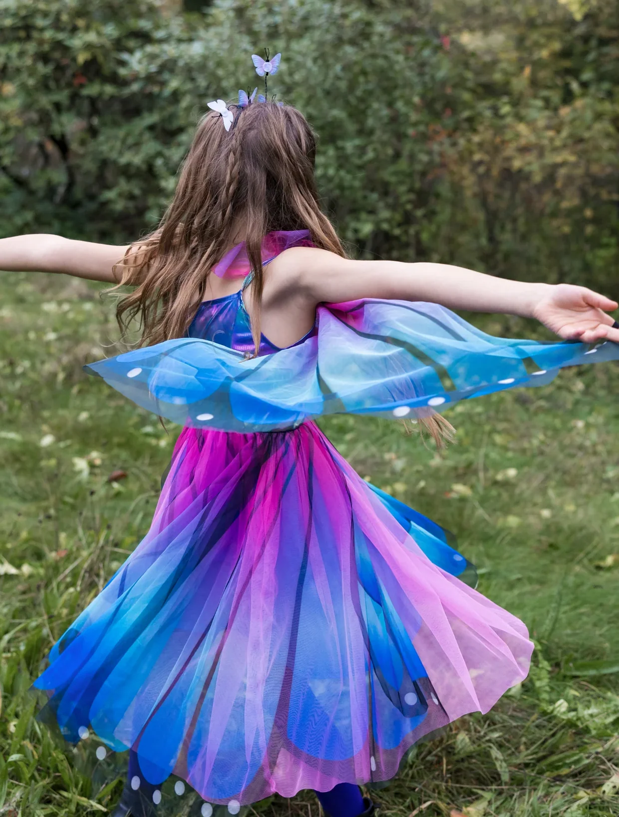 Butterfly Twirl Dress & Wings | Blue Size 5-6 - Image 3