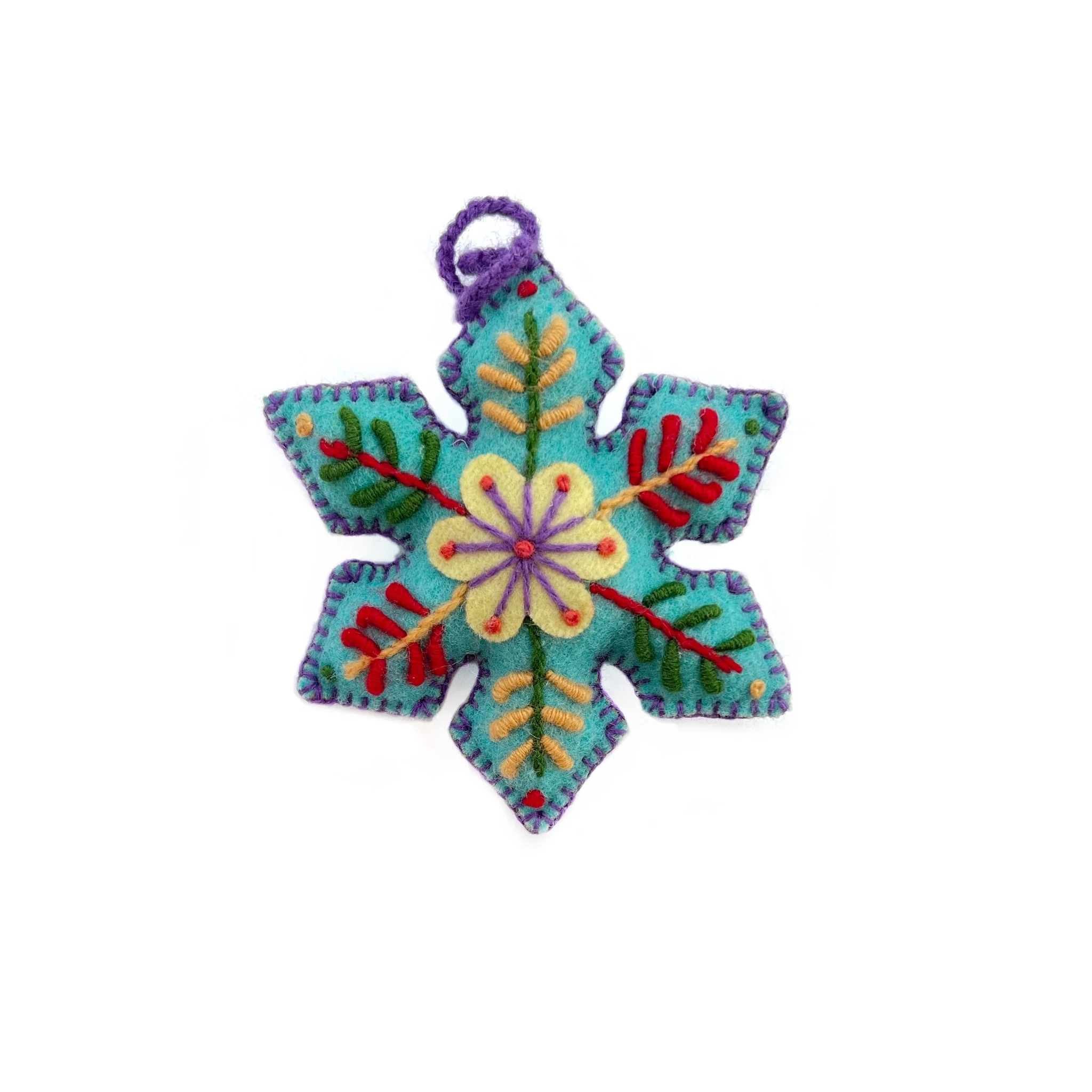 Colorful Snowflake Embroidered Ornament - Image 3