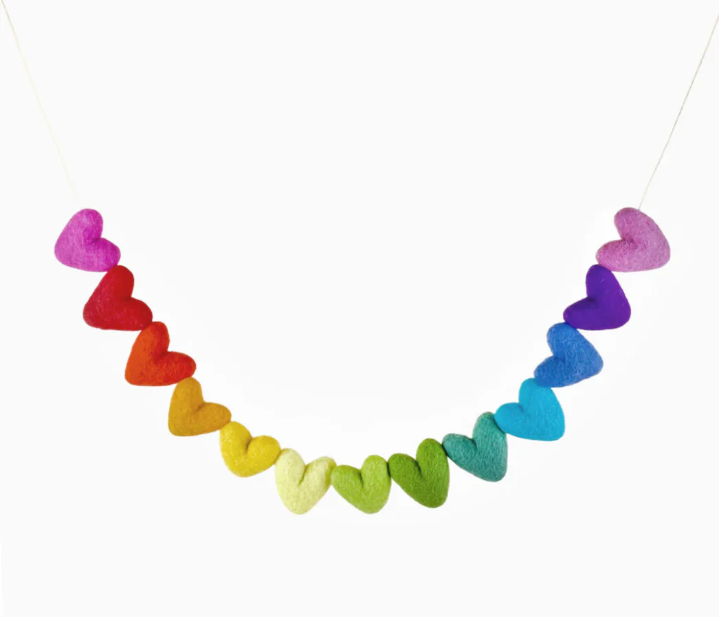 Felt Garland | Rainbow Hearts