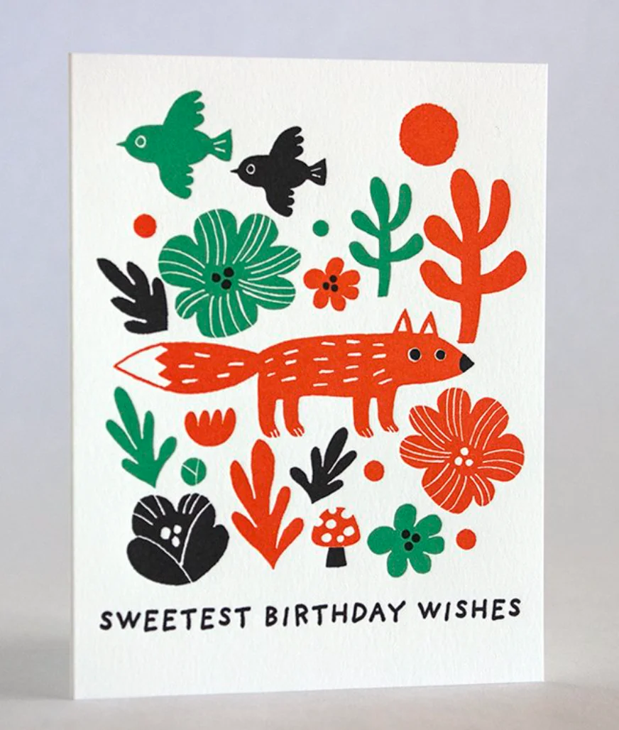 Fox and Flowers Birthday Card