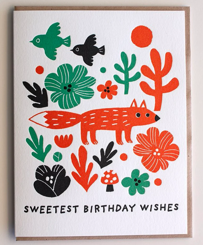 Fox and Flowers Birthday Card - Image 2