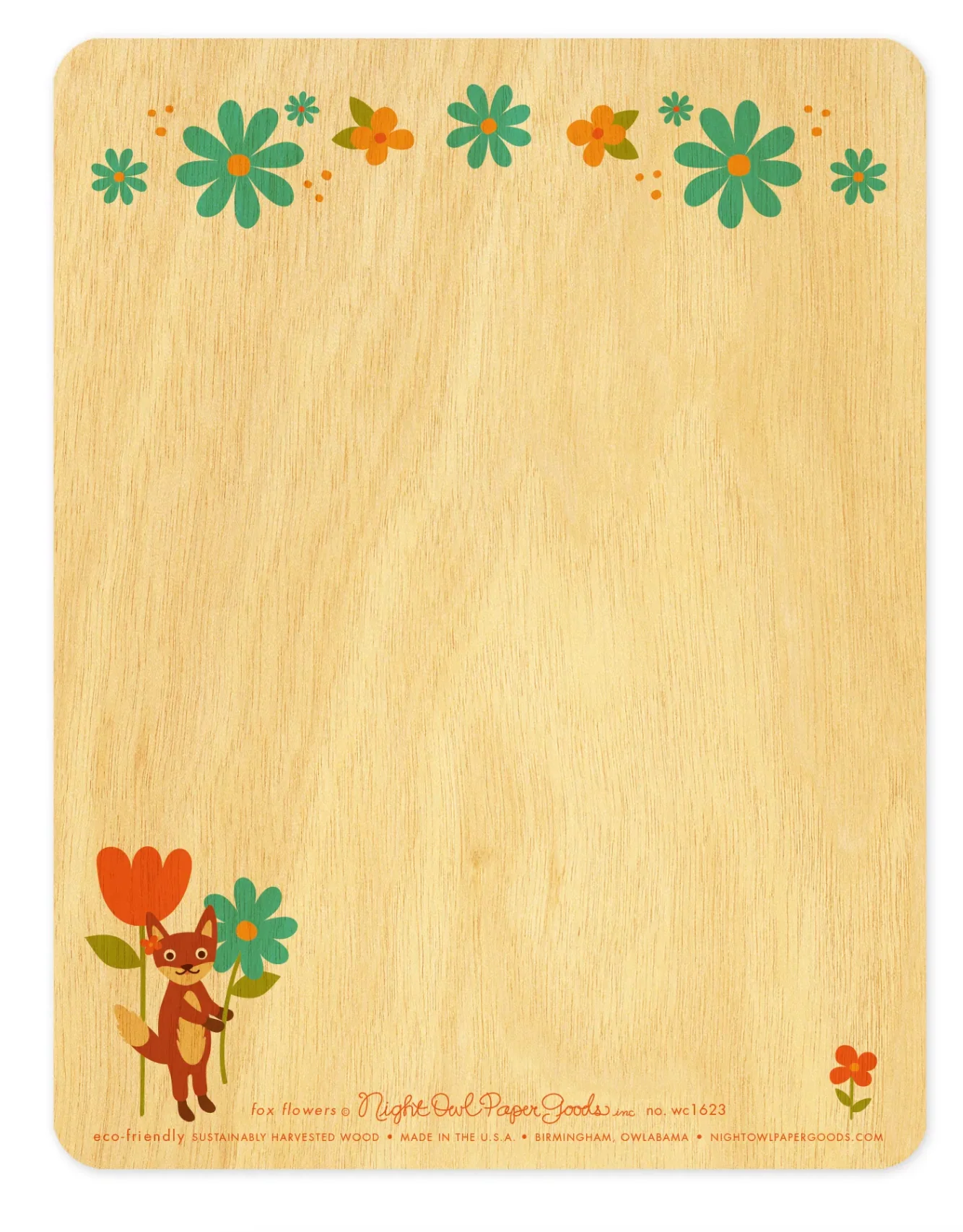 Fox Flowers Wood Birthday Card - Image 2