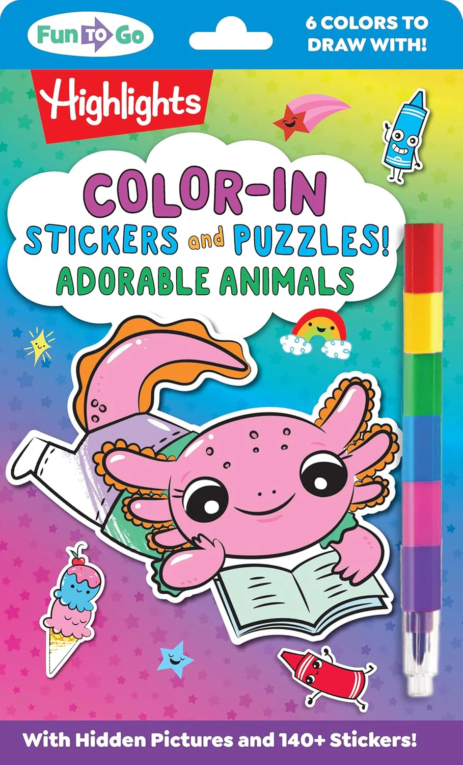 Highlights Color-In Stickers & Puzzles! Adorable Animals!