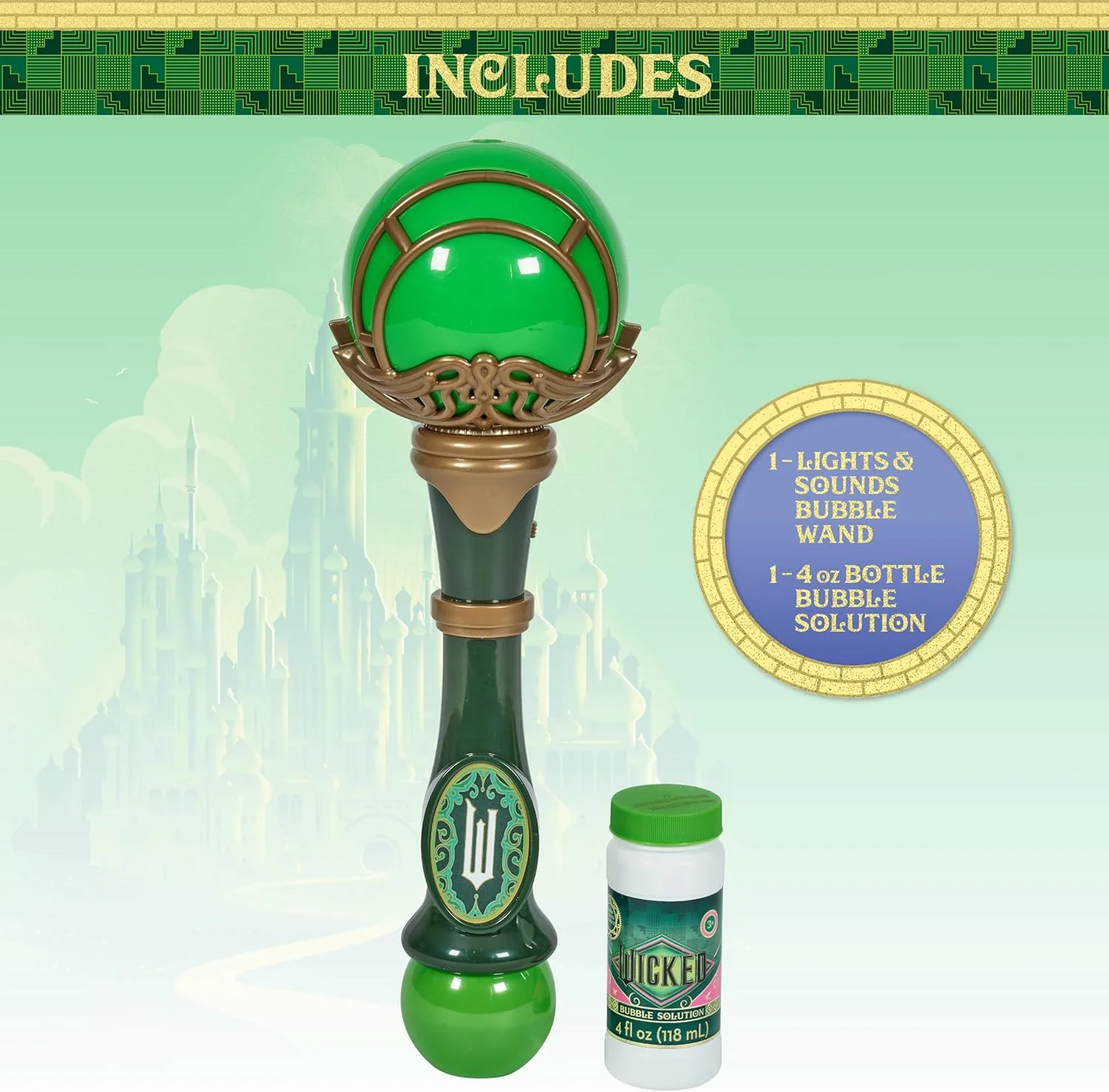 Lights & Sounds Bubble Wand | Wicked Elphaba - Image 3