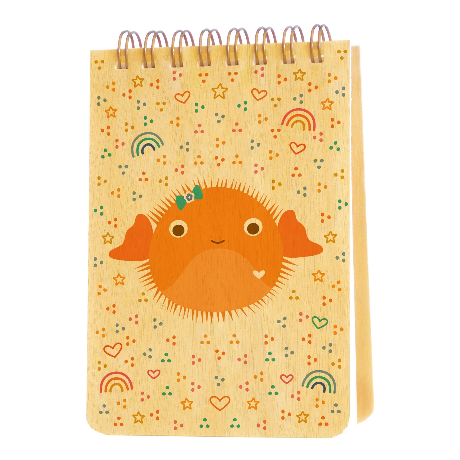 Mini Wood Notebook | Puffer Fish