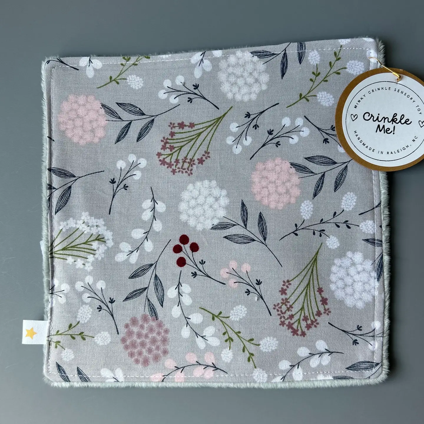 Minky Crinkle | Wildflowers on Grey