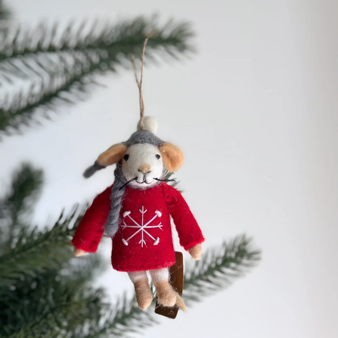 Mouse in Sweater Felt Ornament