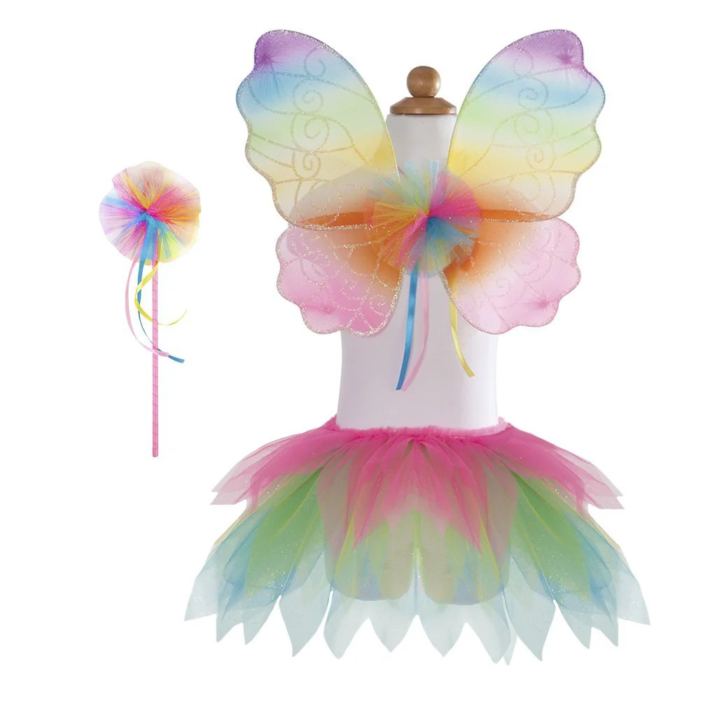 Neon Rainbow Skirt Wings & Wand Set - Image 3