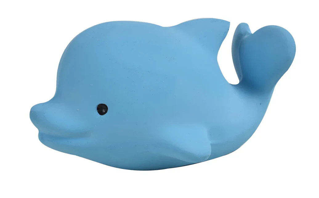 Organic Rubber Teether Rattle | Dolphin