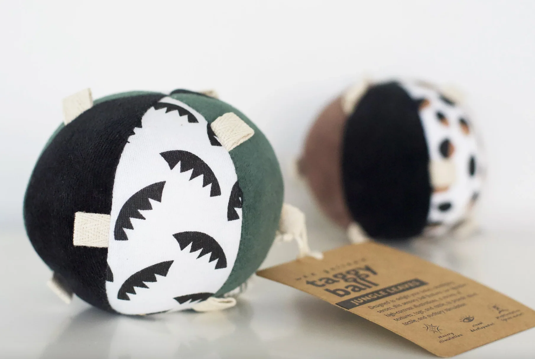 Organic Taggy Ball with Rattle | Jungle Leaves - Image 2