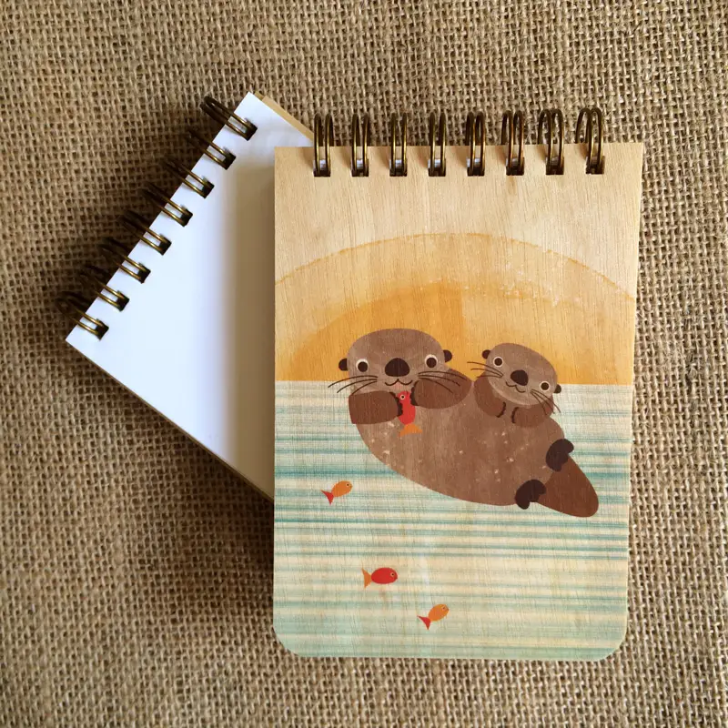 Mini Wood Notebook | Otters - Image 2