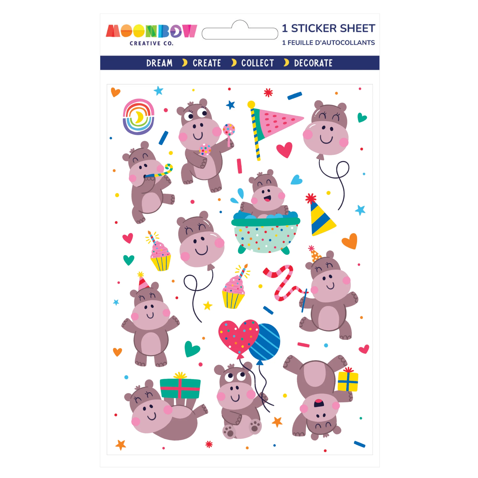 Pygmy Hippo Party Glossy Stickers