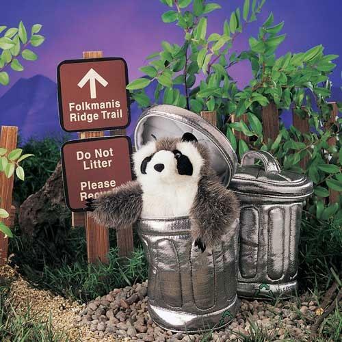Raccoon in Garbage Can Puppet