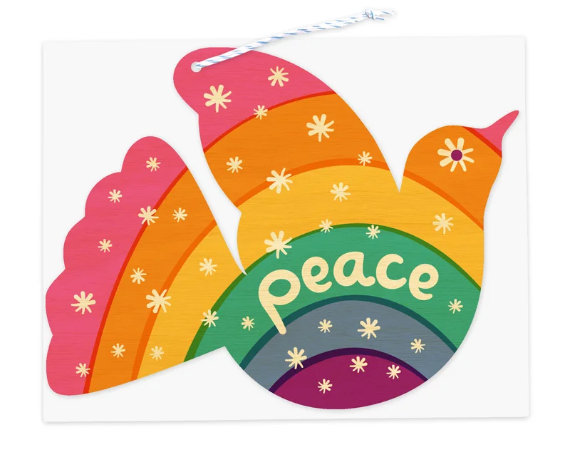 Rainbow Dove Wood Ornament Card
