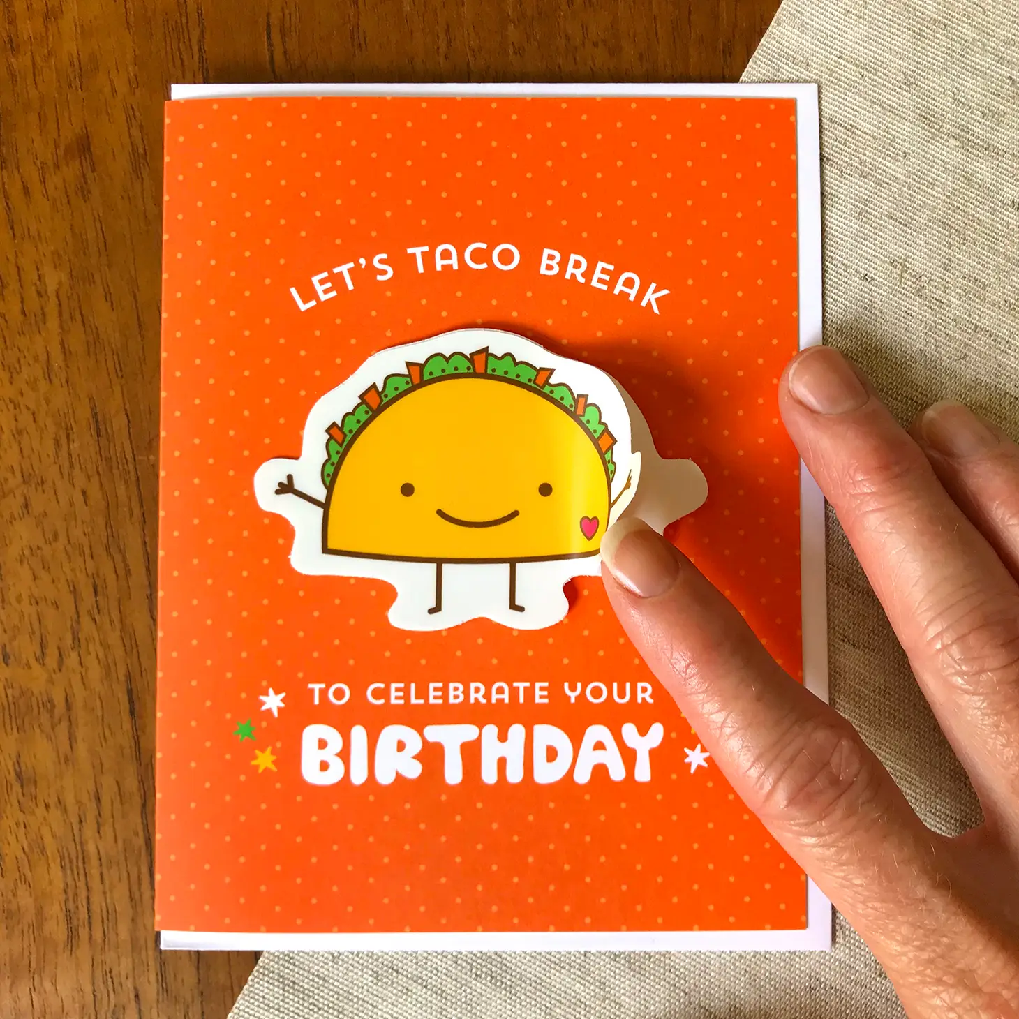 Taco Break Sticker Birthday Card - Image 2