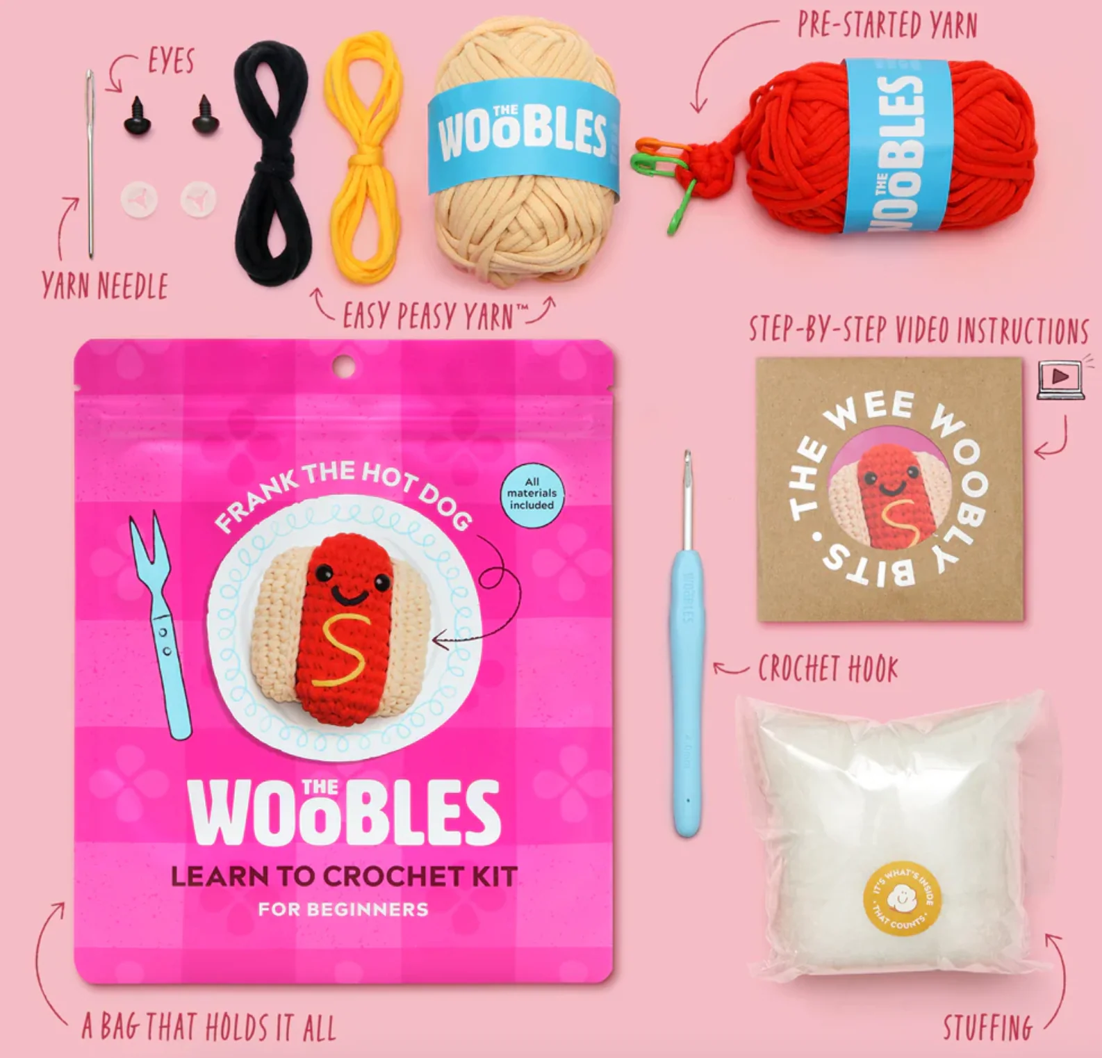 The Woobles Crochet Kit | Frank the Hot Dog - Image 3