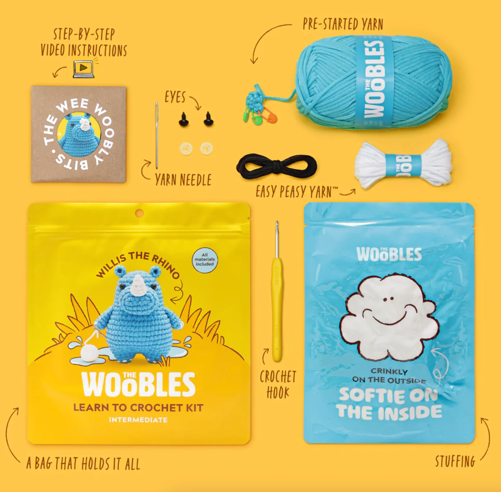 The Woobles Crochet Kit Intermediate | Willis the Rhino - Image 3