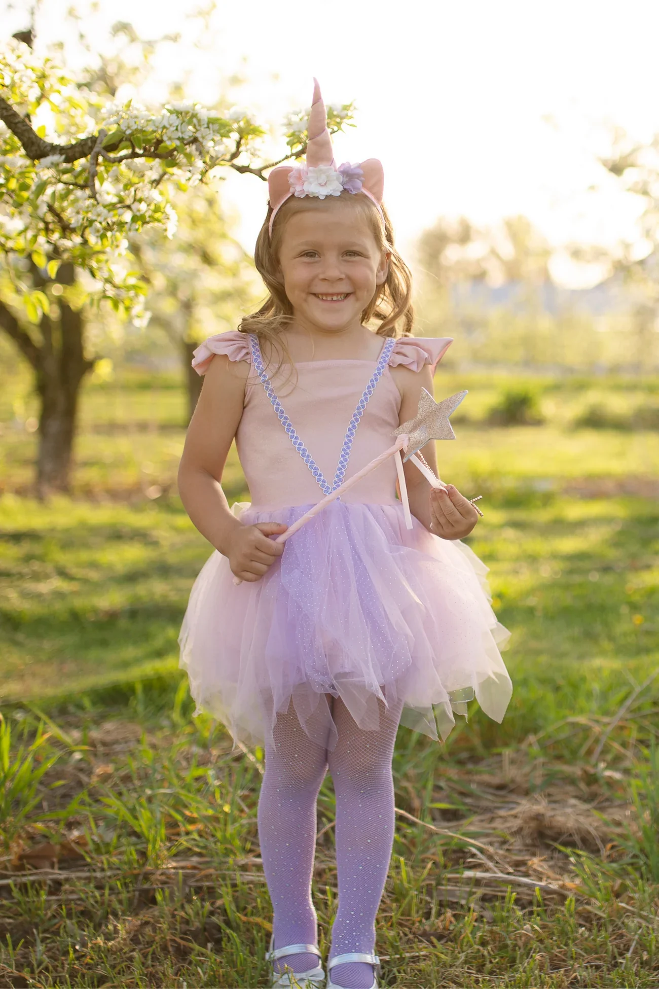 Pink Shimmer Unicorn Dress & Headband | Size 3-4 - Image 2