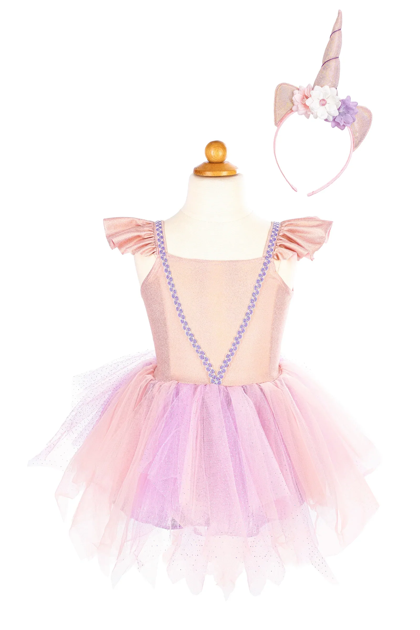 Pink Shimmer Unicorn Dress & Headband | Size 3-4 - Image 3
