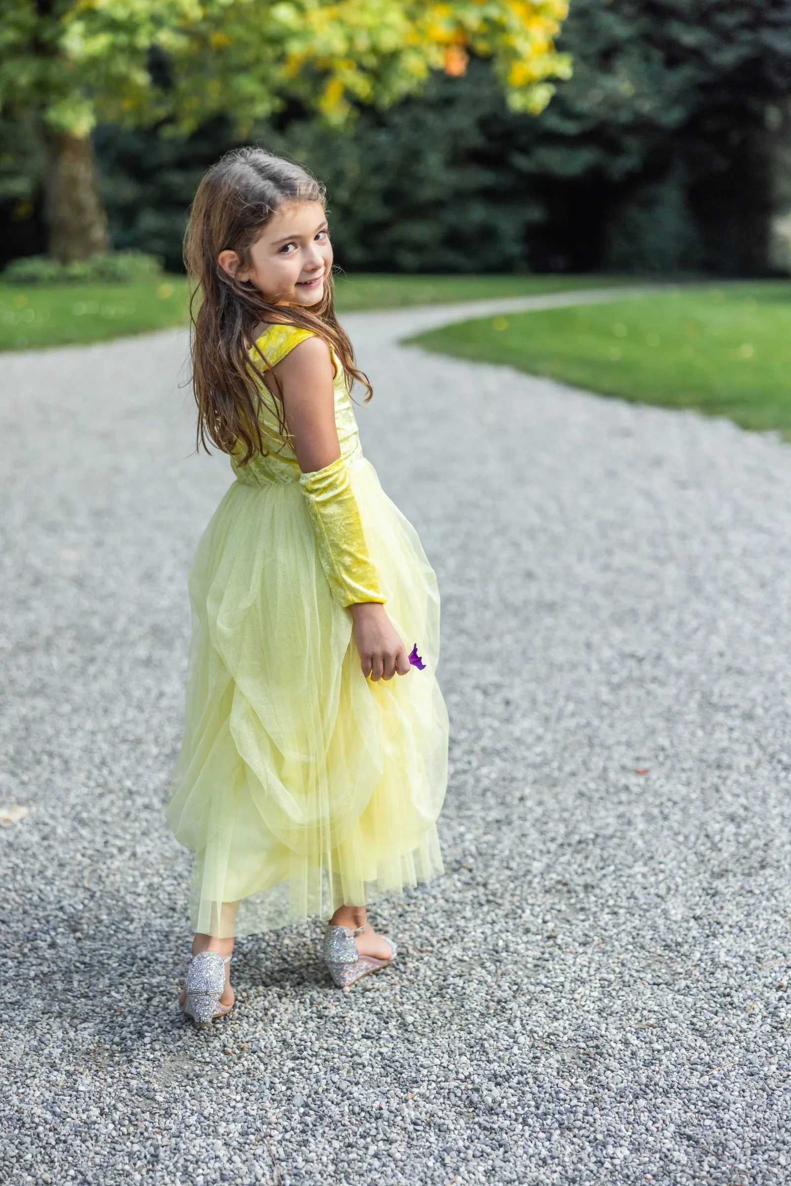 Velvety Soft Yellow Princess Gown | Size 5-6 - Image 2
