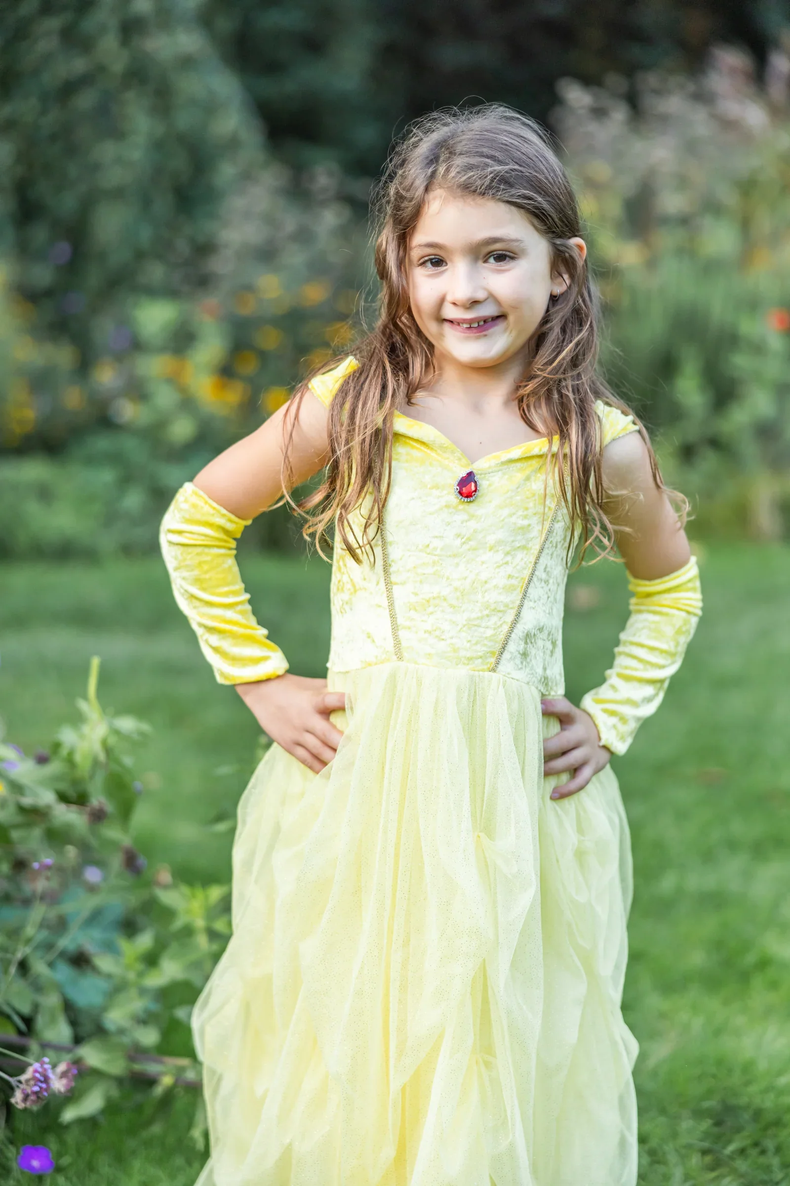 Velvety Soft Yellow Princess Gown | Size 5-6 - Image 3
